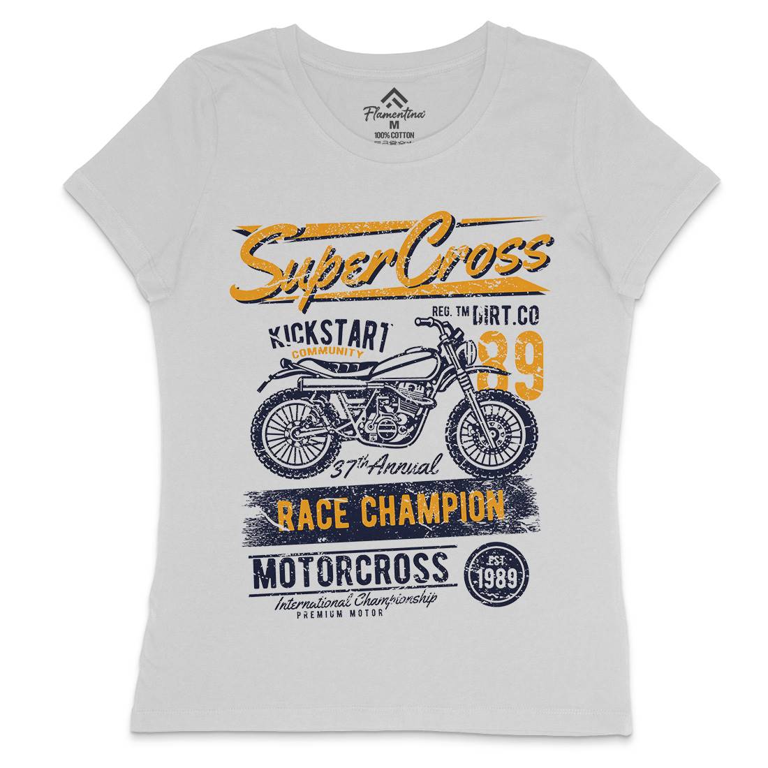 Super Cross Womens Crew Neck T-Shirt Motorcycles A165