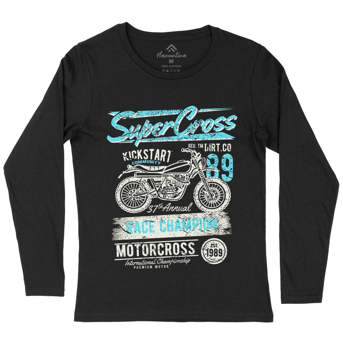 Super Cross Womens Long Sleeve T-Shirt Motorcycles A165