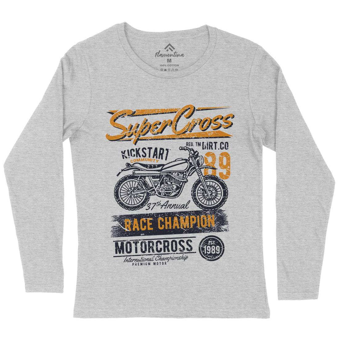 Super Cross Womens Long Sleeve T-Shirt Motorcycles A165