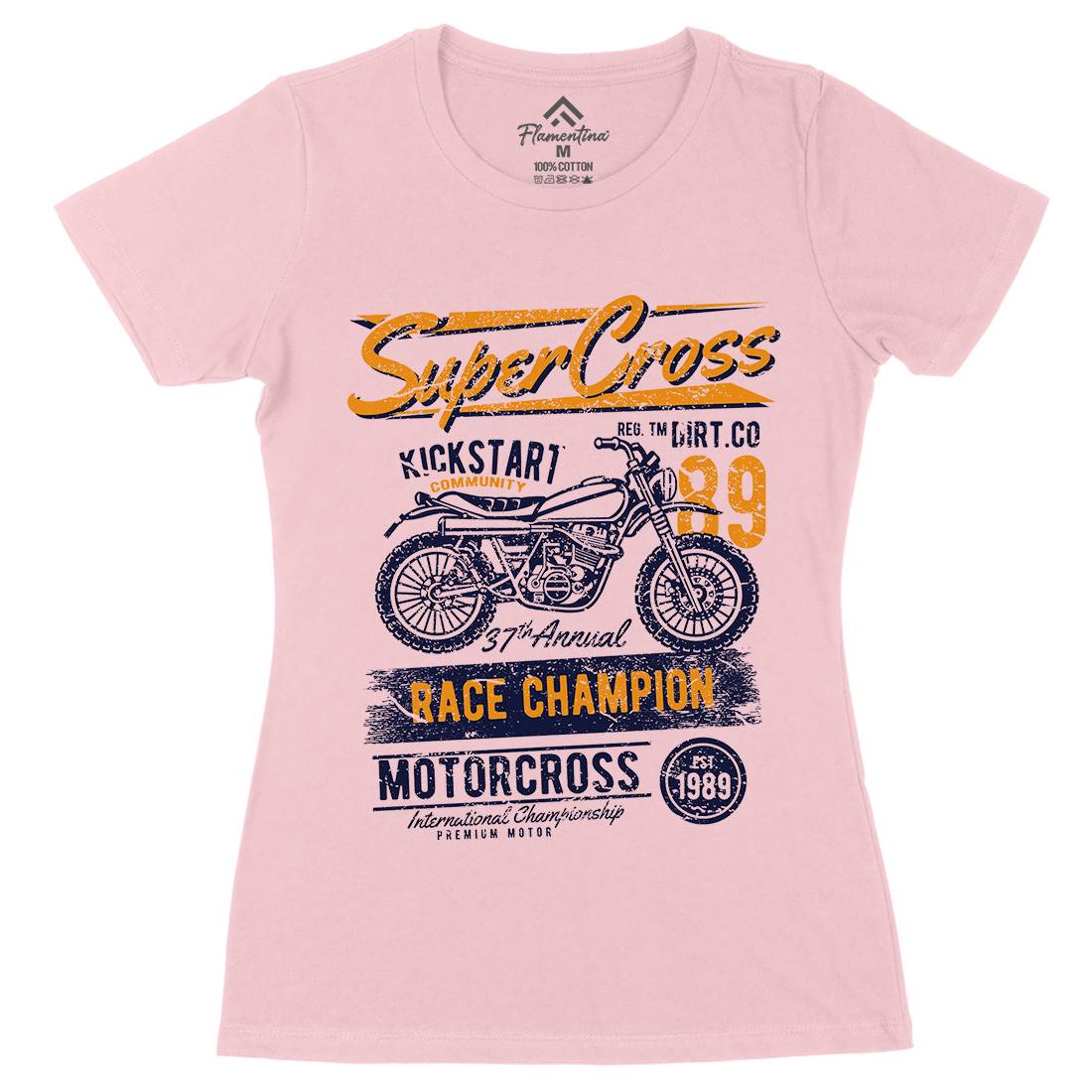 Super Cross Womens Organic Crew Neck T-Shirt Motorcycles A165