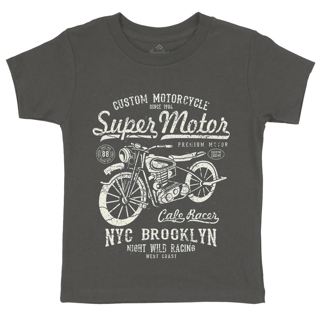 Super Motor Kids Organic Crew Neck T-Shirt Motorcycles A166