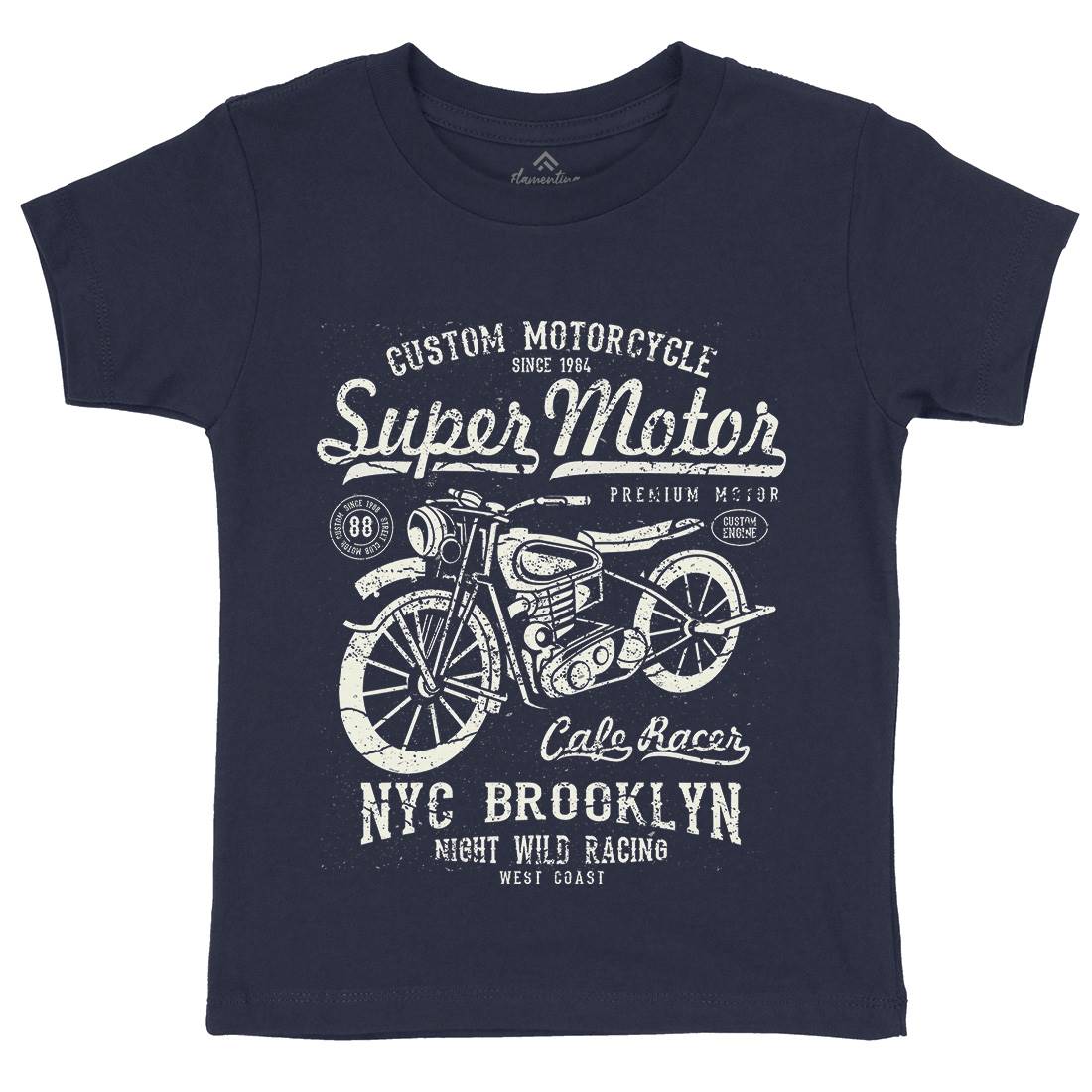 Super Motor Kids Organic Crew Neck T-Shirt Motorcycles A166