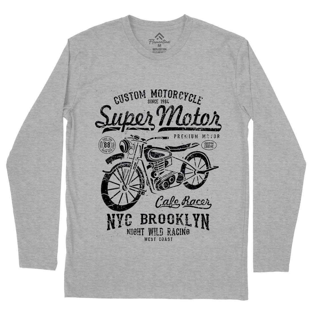 Super Motor Mens Long Sleeve T-Shirt Motorcycles A166