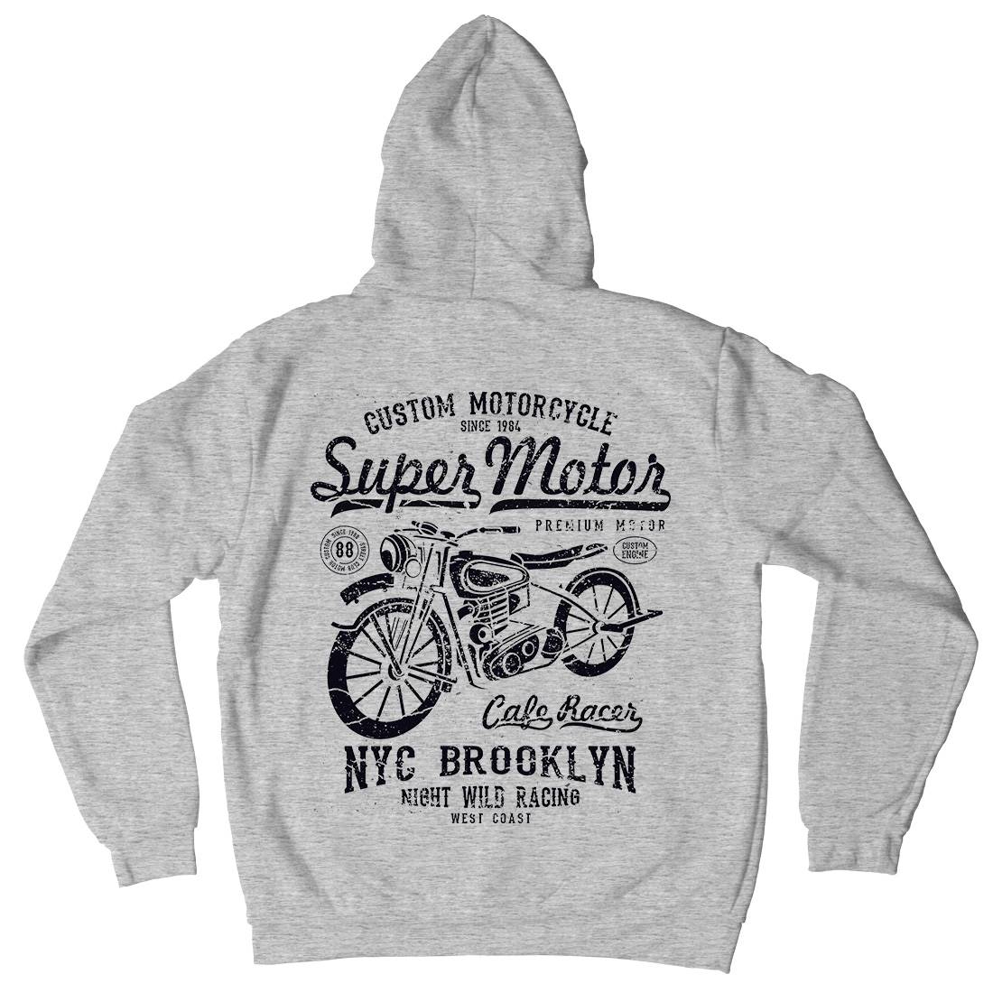 Super Motor Mens Hoodie With Pocket Motorcycles A166