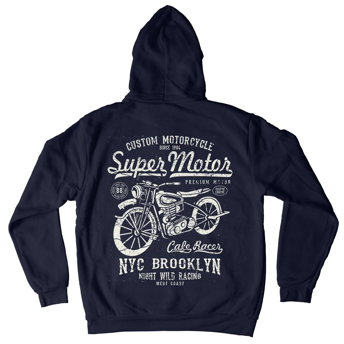 Super Motor Mens Hoodie With Pocket Motorcycles A166
