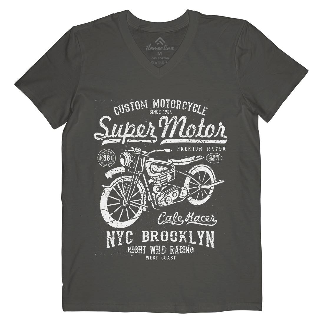 Super Motor Mens V-Neck T-Shirt Motorcycles A166