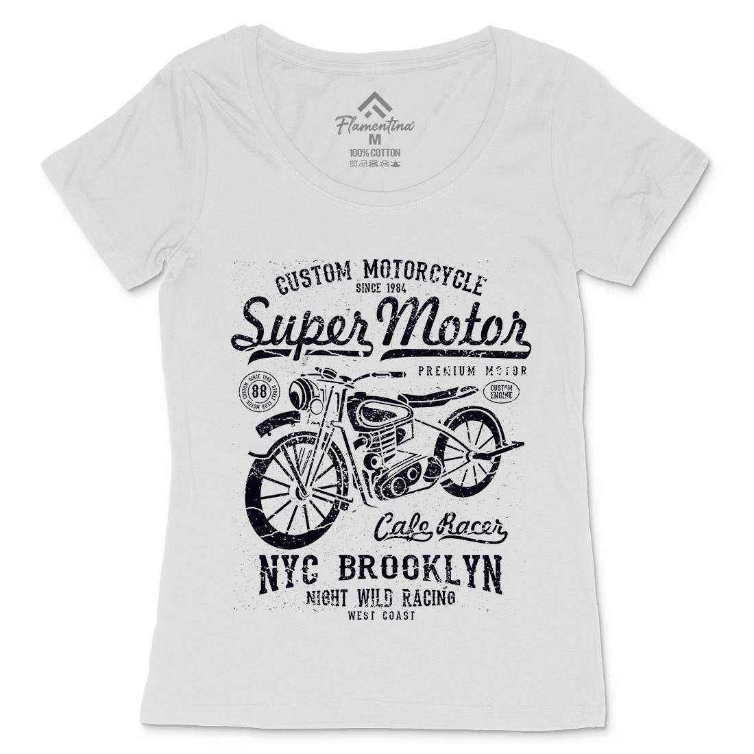 Super Motor Womens Scoop Neck T-Shirt Motorcycles A166