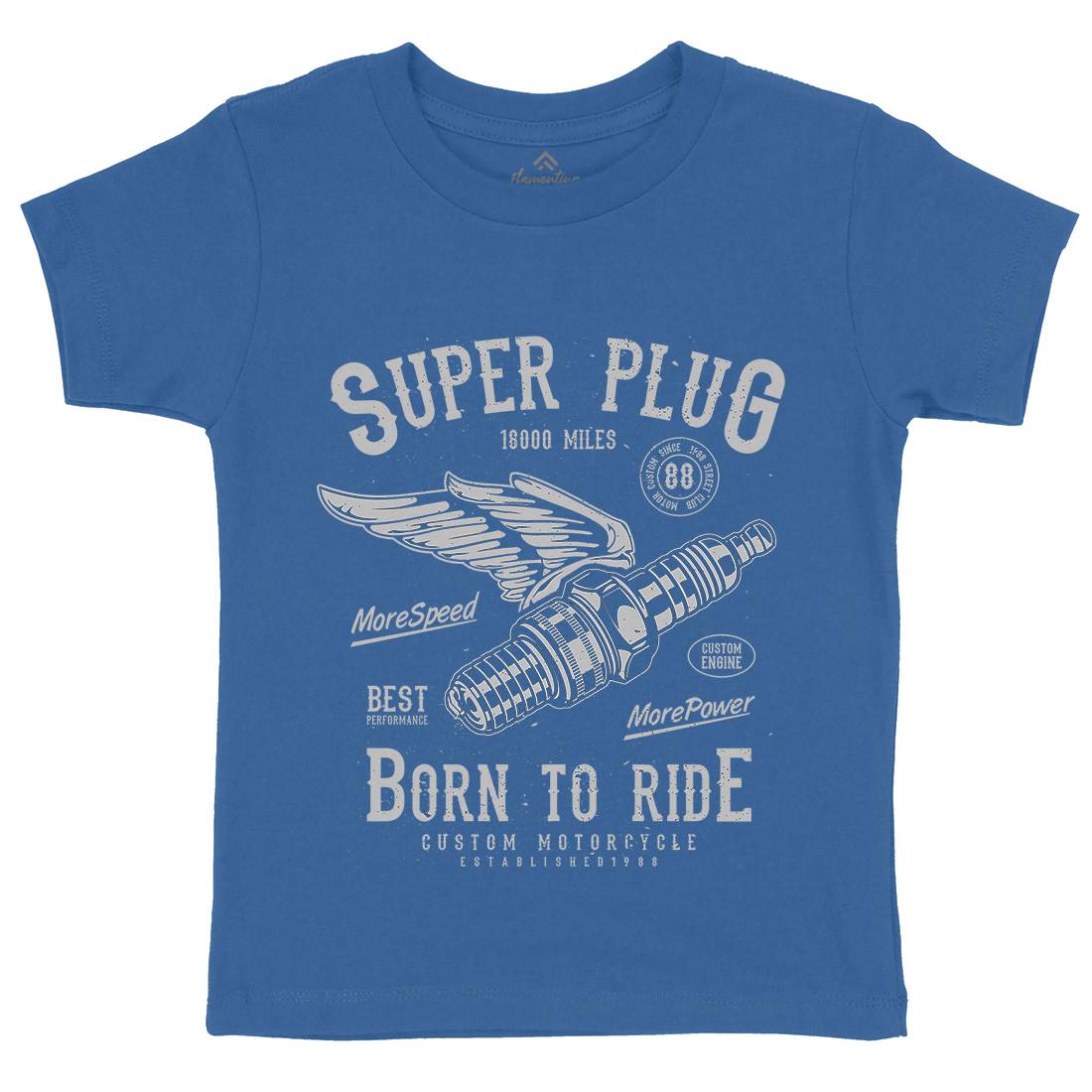 Super Plug Kids Organic Crew Neck T-Shirt Motorcycles A167
