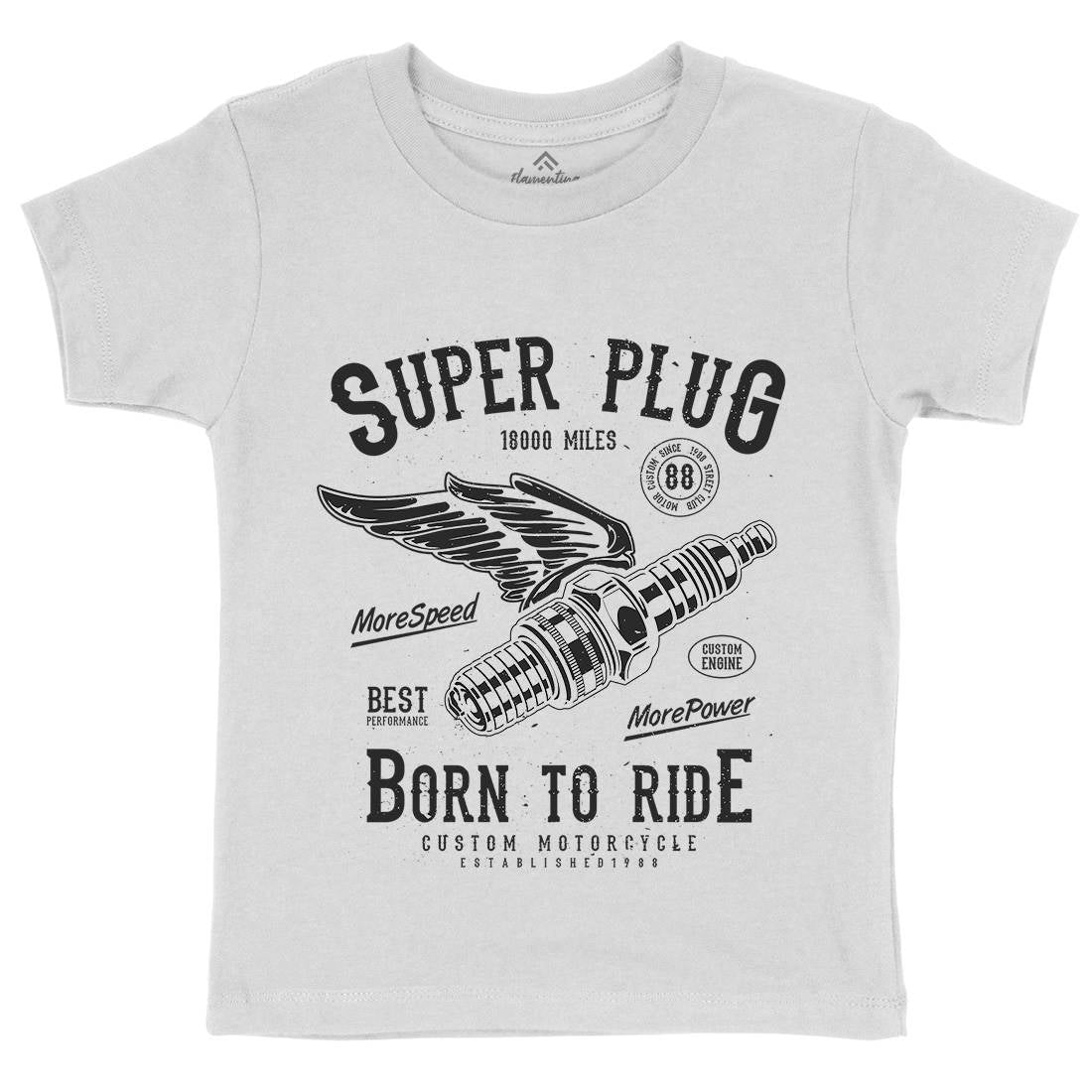 Super Plug Kids Organic Crew Neck T-Shirt Motorcycles A167