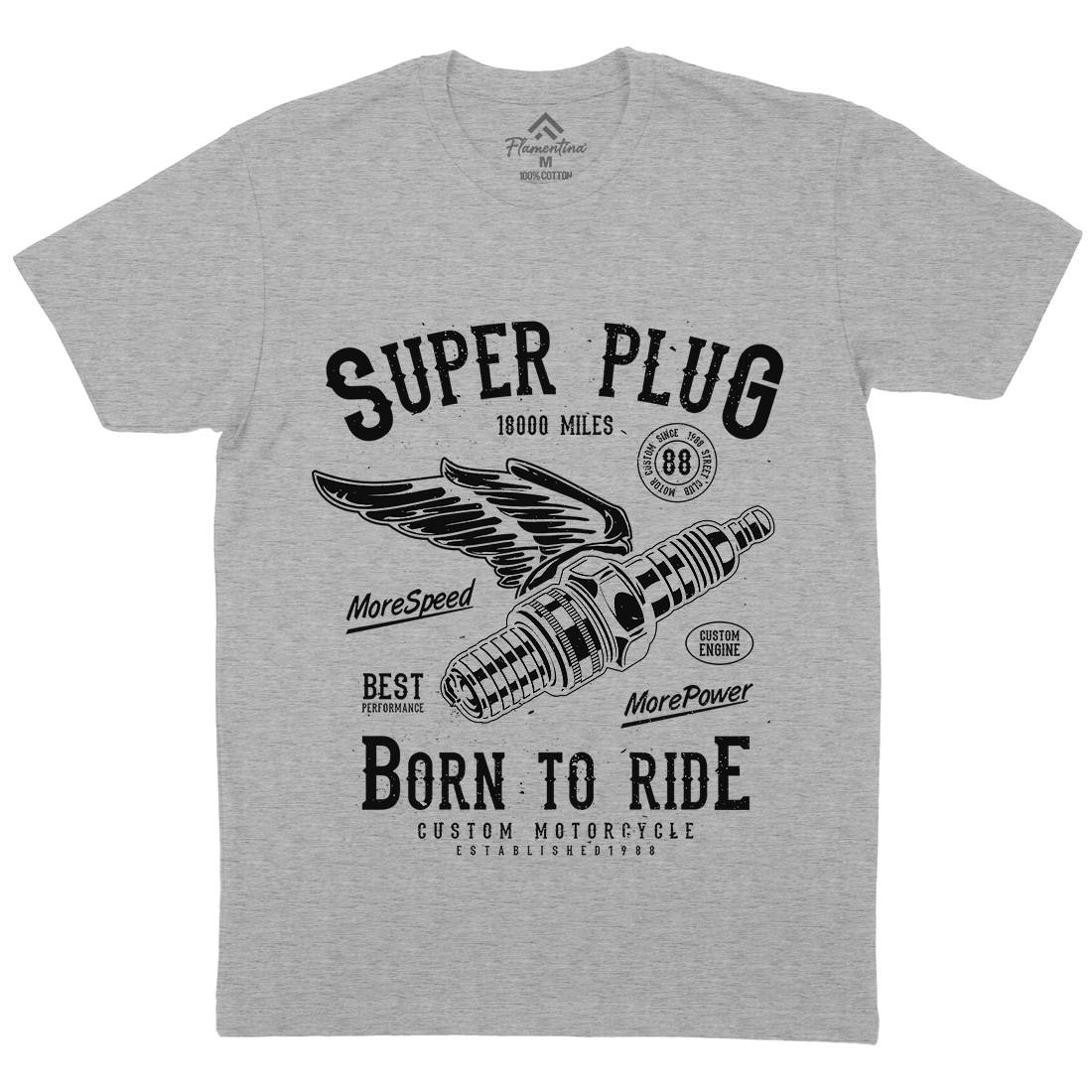 Super Plug Mens Organic Crew Neck T-Shirt Motorcycles A167