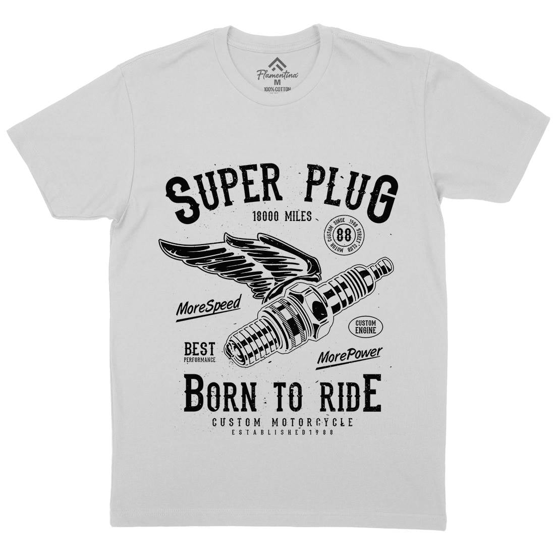 Super Plug Mens Crew Neck T-Shirt Motorcycles A167