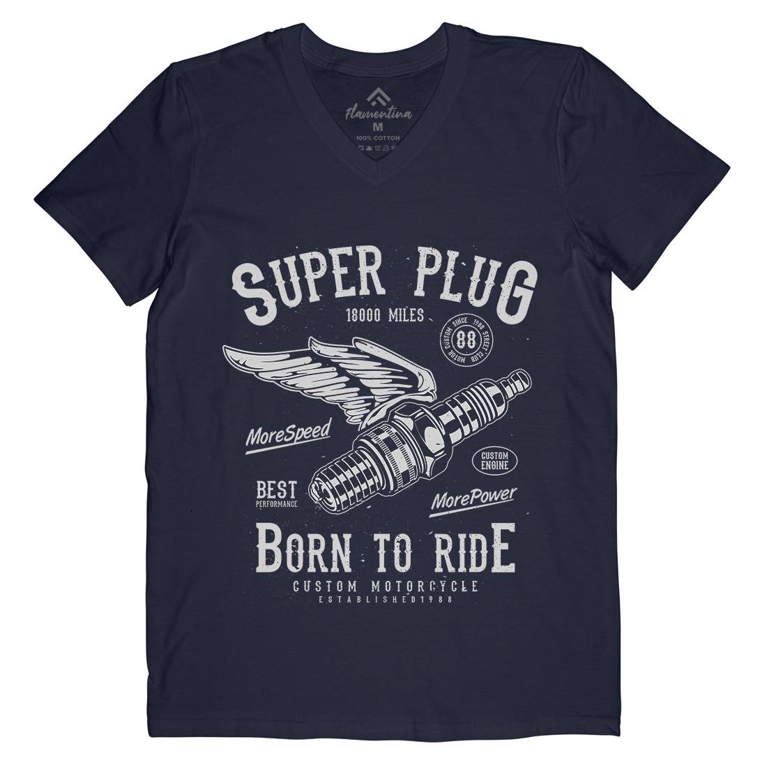 Super Plug Mens V-Neck T-Shirt Motorcycles A167