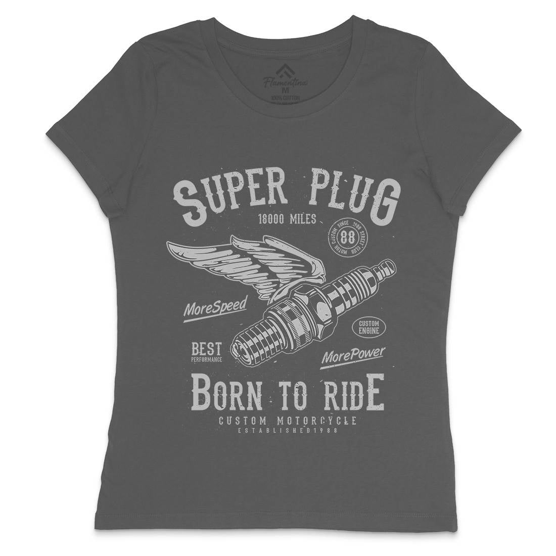 Super Plug Womens Crew Neck T-Shirt Motorcycles A167