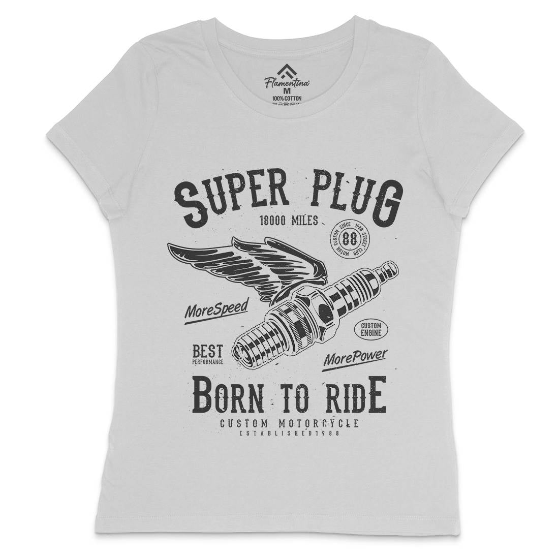 Super Plug Womens Crew Neck T-Shirt Motorcycles A167