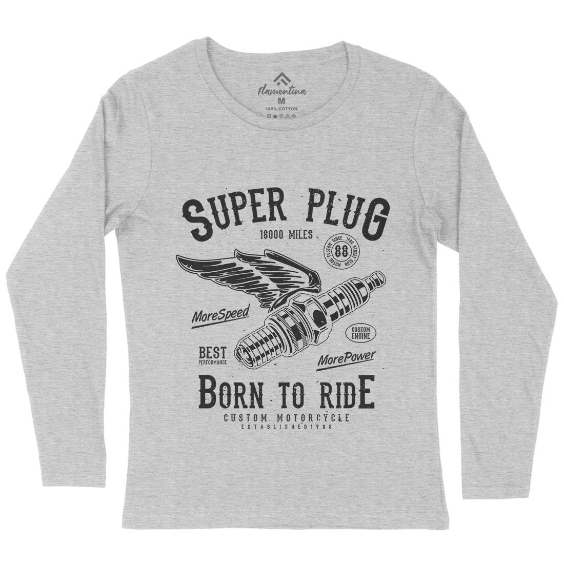 Super Plug Womens Long Sleeve T-Shirt Motorcycles A167