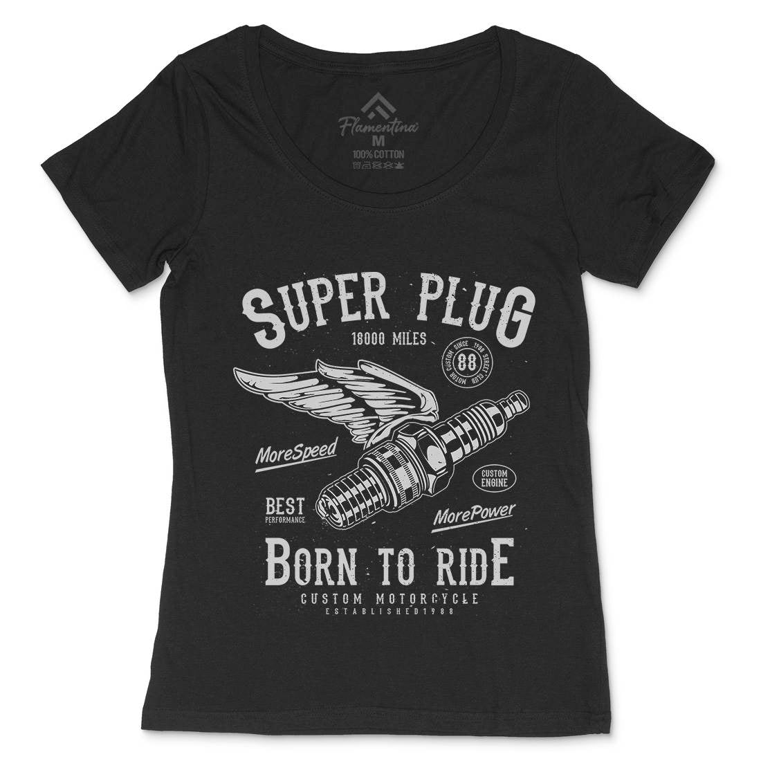 Super Plug Womens Scoop Neck T-Shirt Motorcycles A167