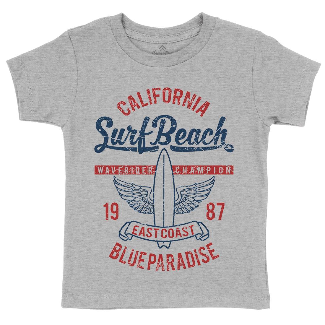 Beach Kids Crew Neck T-Shirt Surf A168