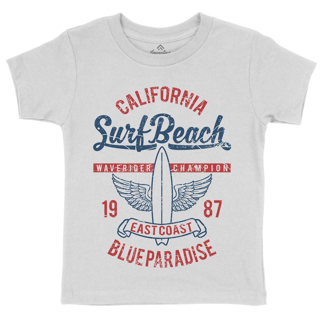 Beach Kids Organic Crew Neck T-Shirt Surf A168