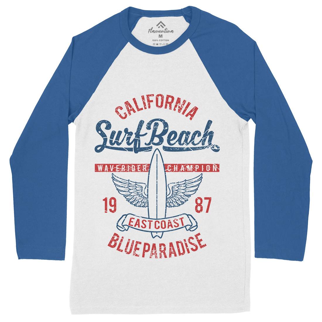 Beach Mens Long Sleeve Baseball T-Shirt Surf A168