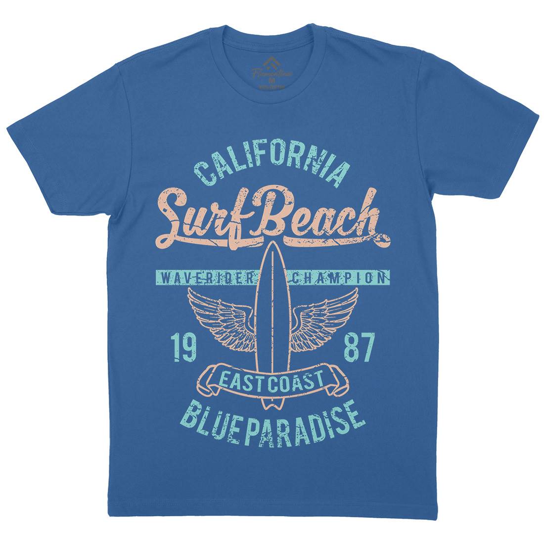 Beach Mens Crew Neck T-Shirt Surf A168
