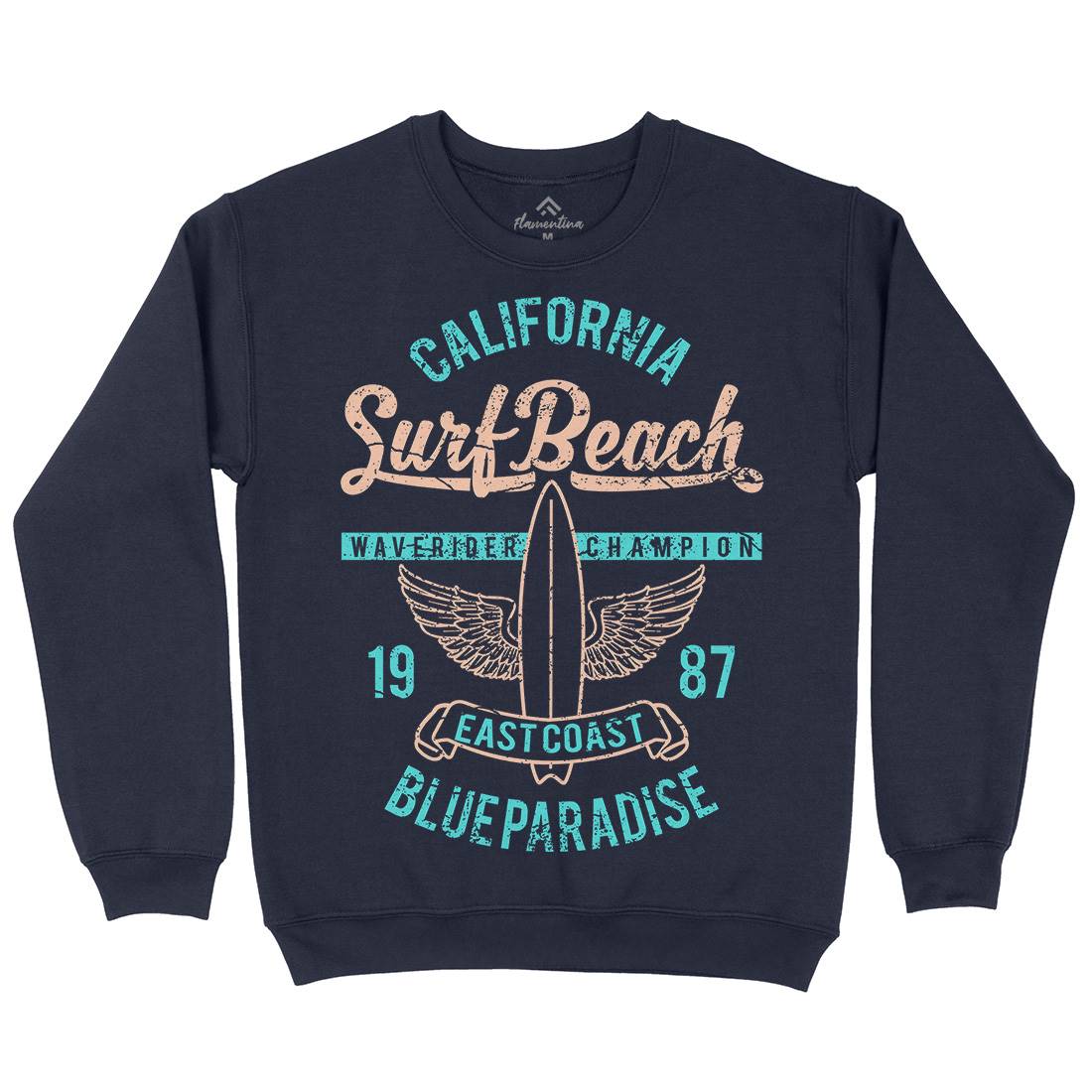Beach Mens Crew Neck Sweatshirt Surf A168