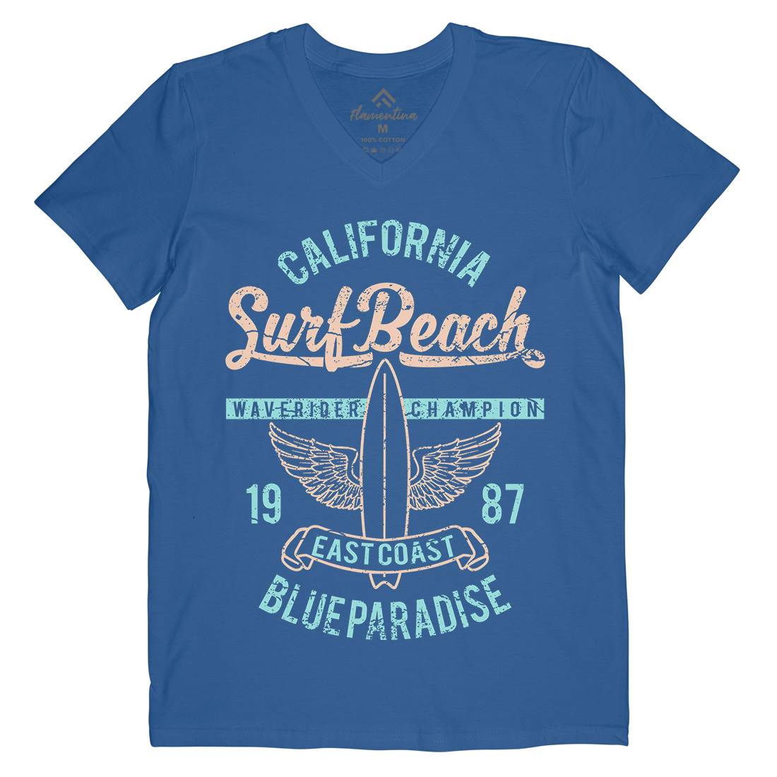 Beach Mens V-Neck T-Shirt Surf A168