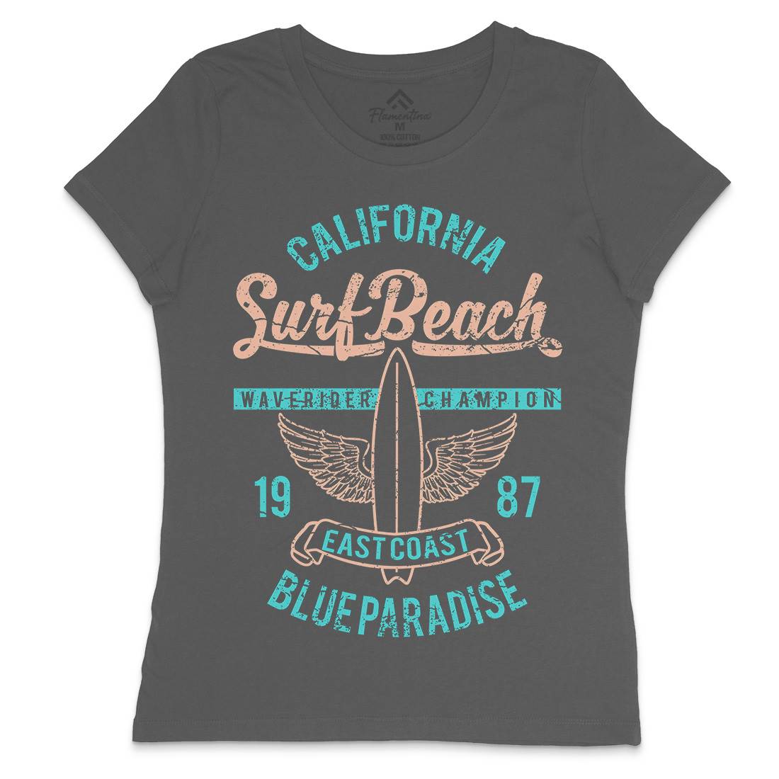 Beach Womens Crew Neck T-Shirt Surf A168