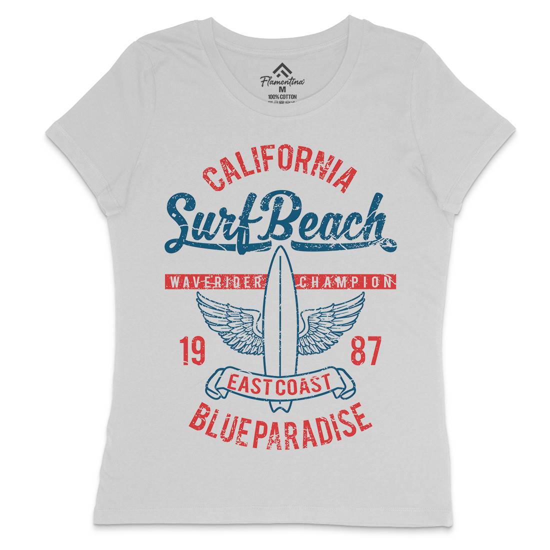 Beach Womens Crew Neck T-Shirt Surf A168