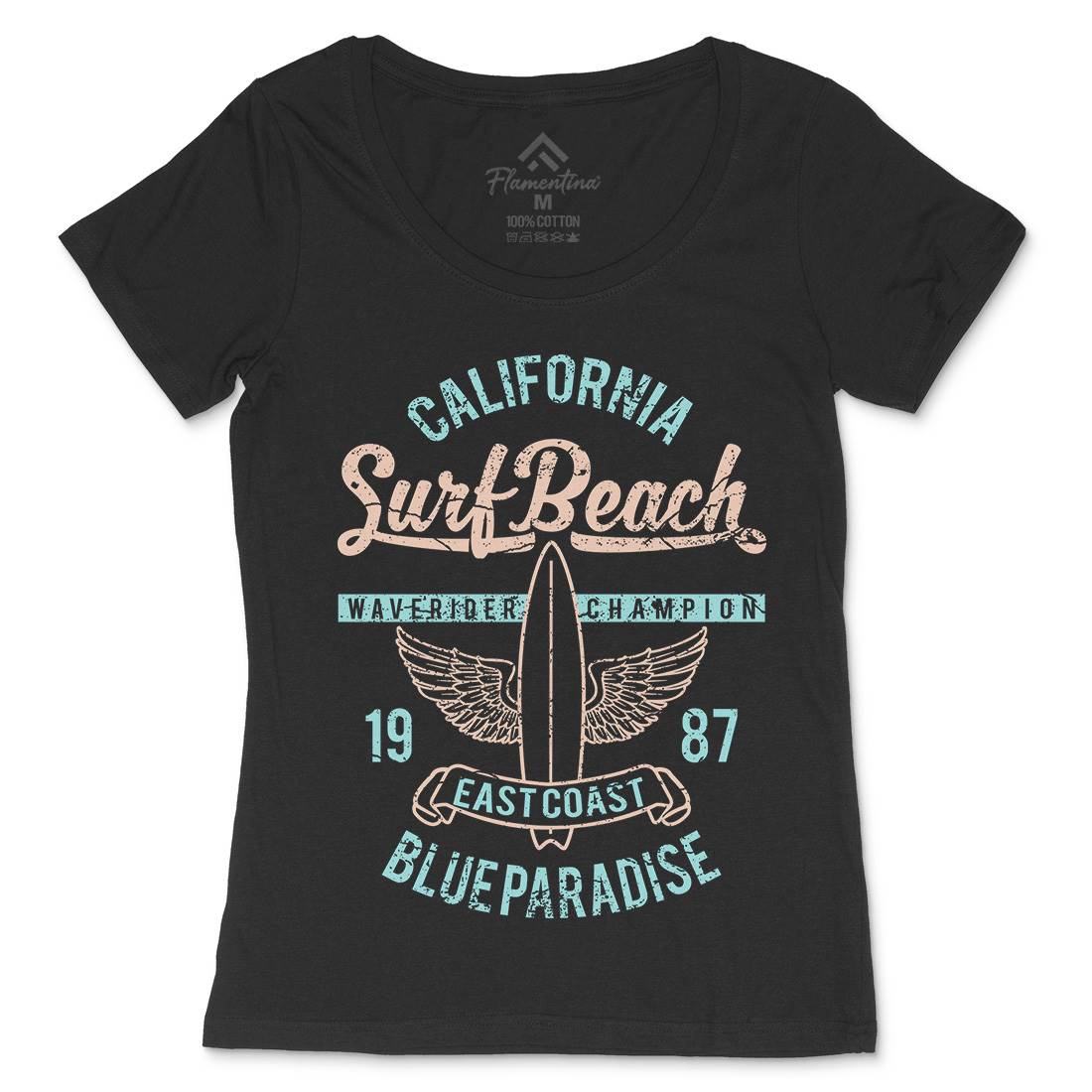 Beach Womens Scoop Neck T-Shirt Surf A168