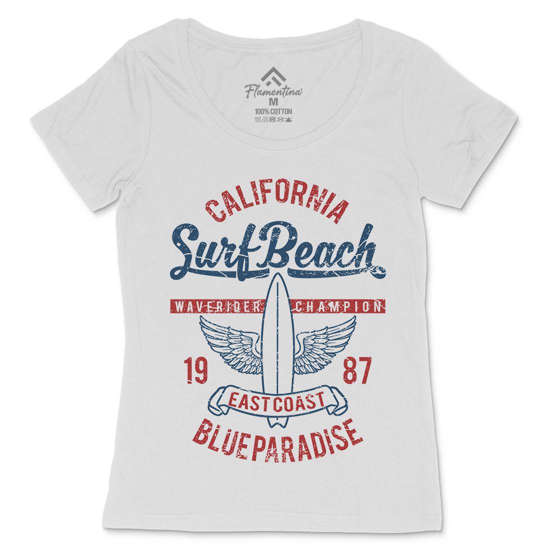 Beach Womens Scoop Neck T-Shirt Surf A168