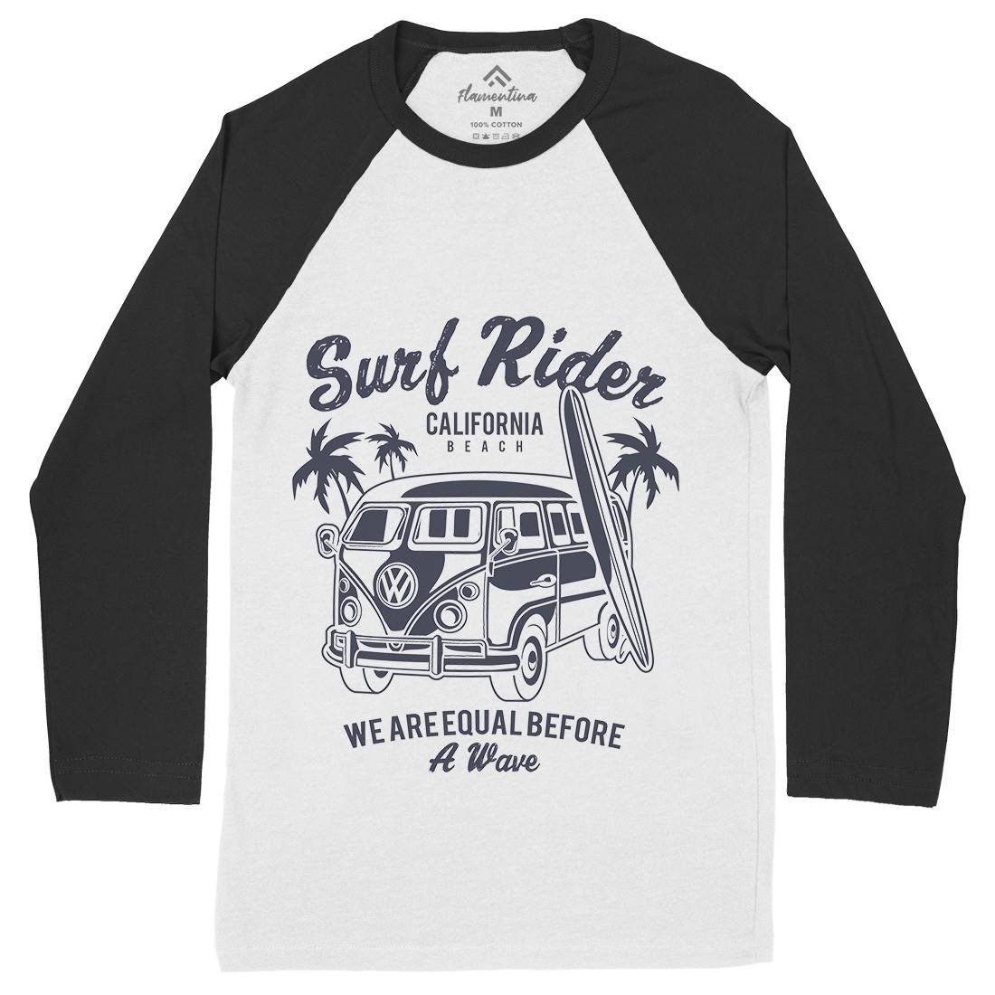 Rider Mens Long Sleeve Baseball T-Shirt Surf A169