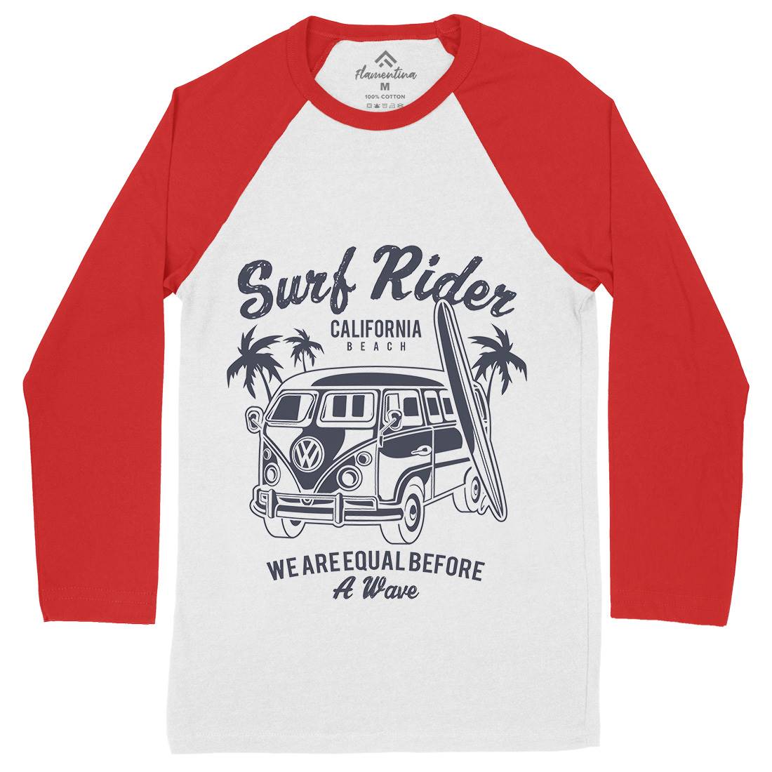 Rider Mens Long Sleeve Baseball T-Shirt Surf A169