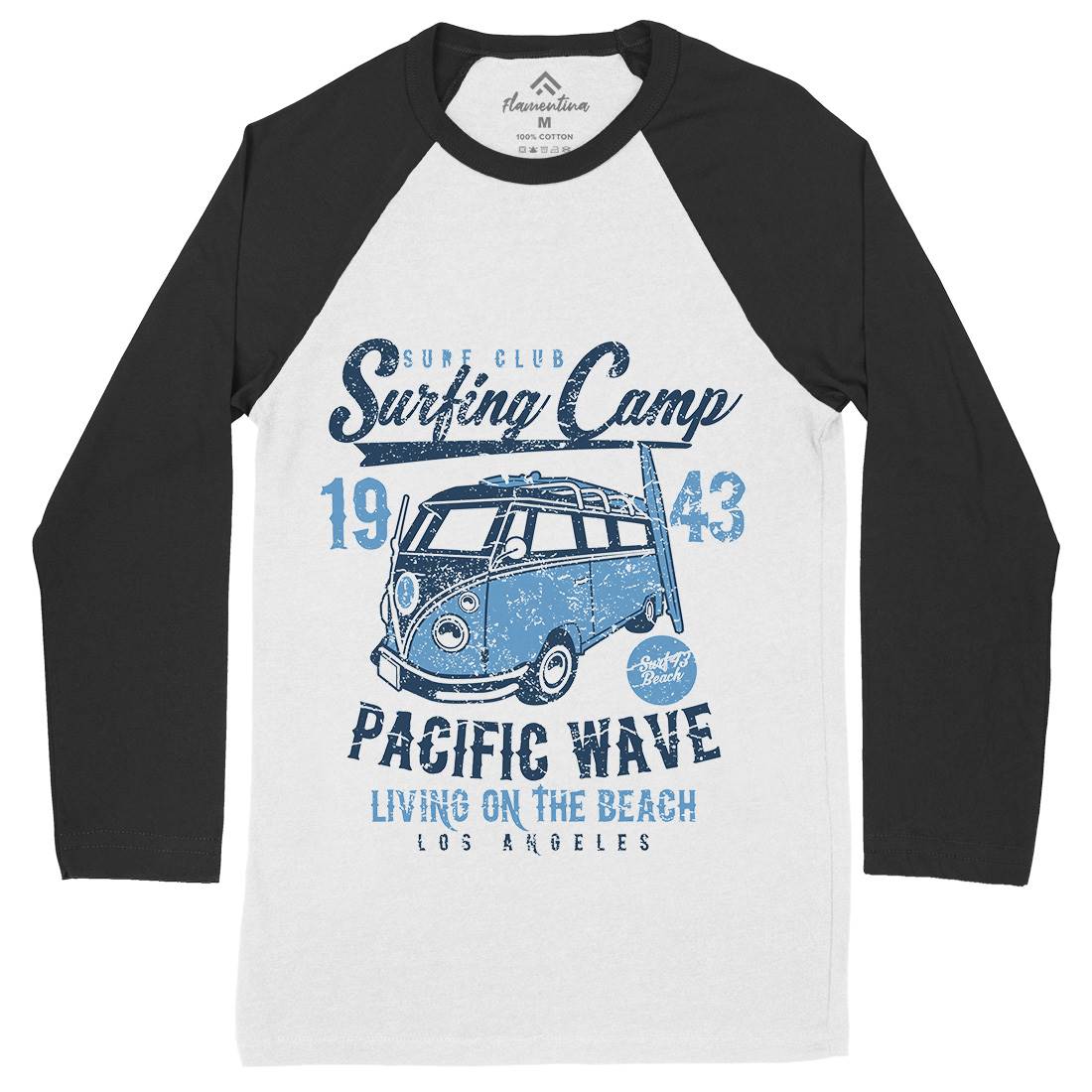 Surfing Camp Mens Long Sleeve Baseball T-Shirt Surf A170
