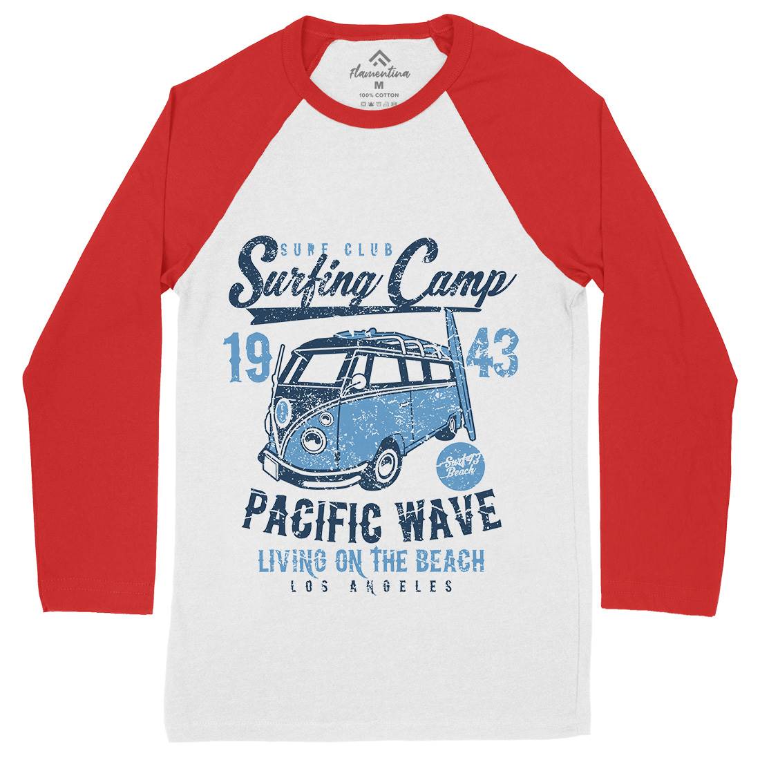 Surfing Camp Mens Long Sleeve Baseball T-Shirt Surf A170