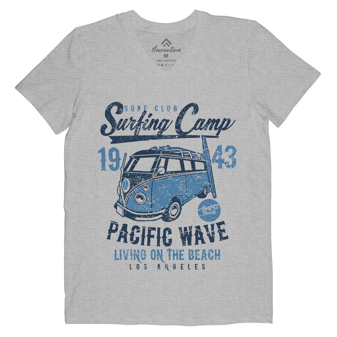 Surfing Camp Mens Organic V-Neck T-Shirt Surf A170