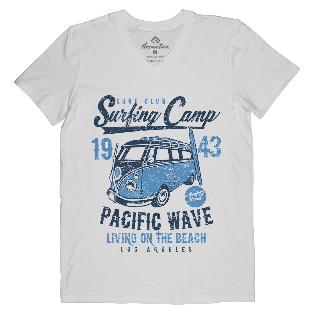 Surfing Camp Mens Organic V-Neck T-Shirt Surf A170