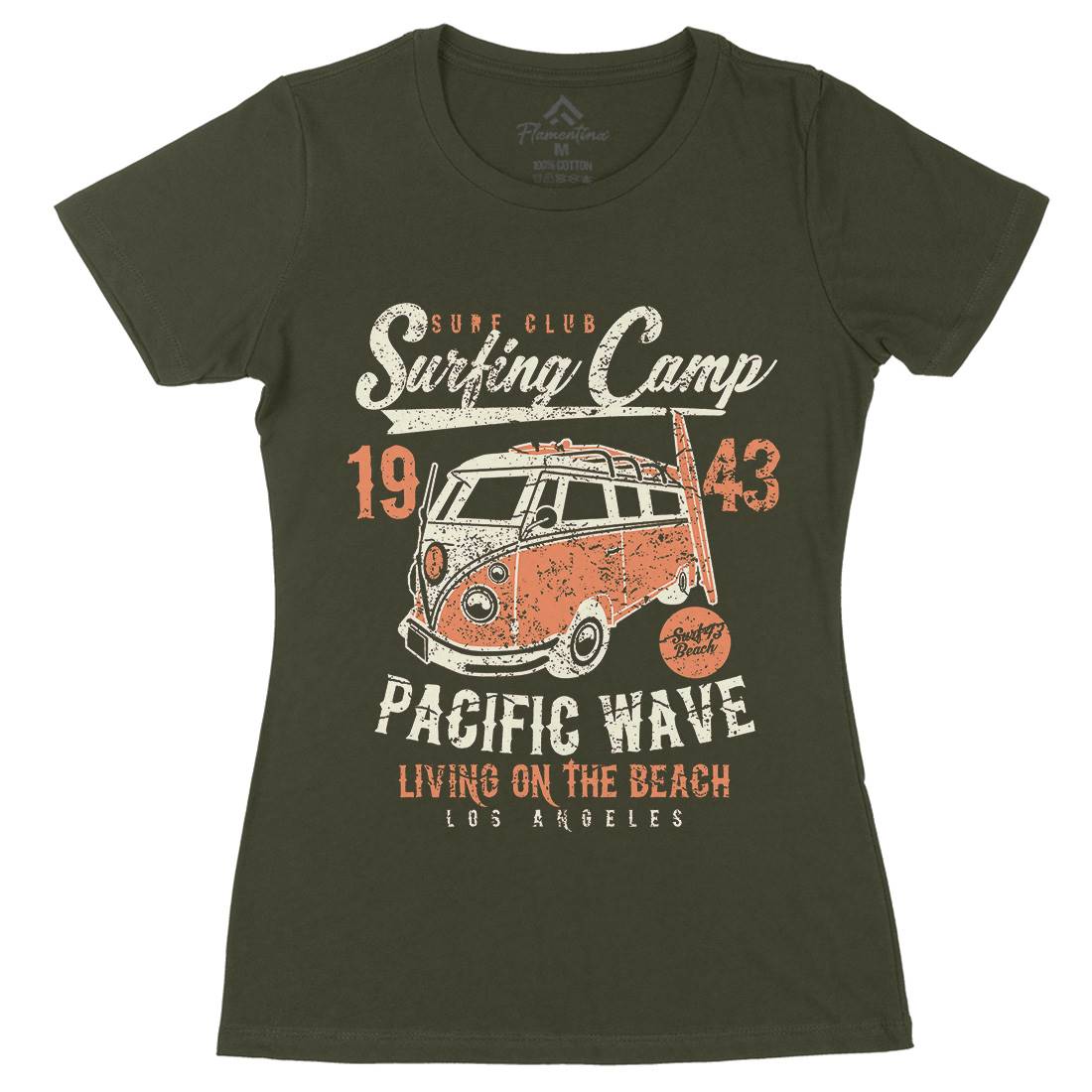 Surfing Camp Womens Organic Crew Neck T-Shirt Surf A170