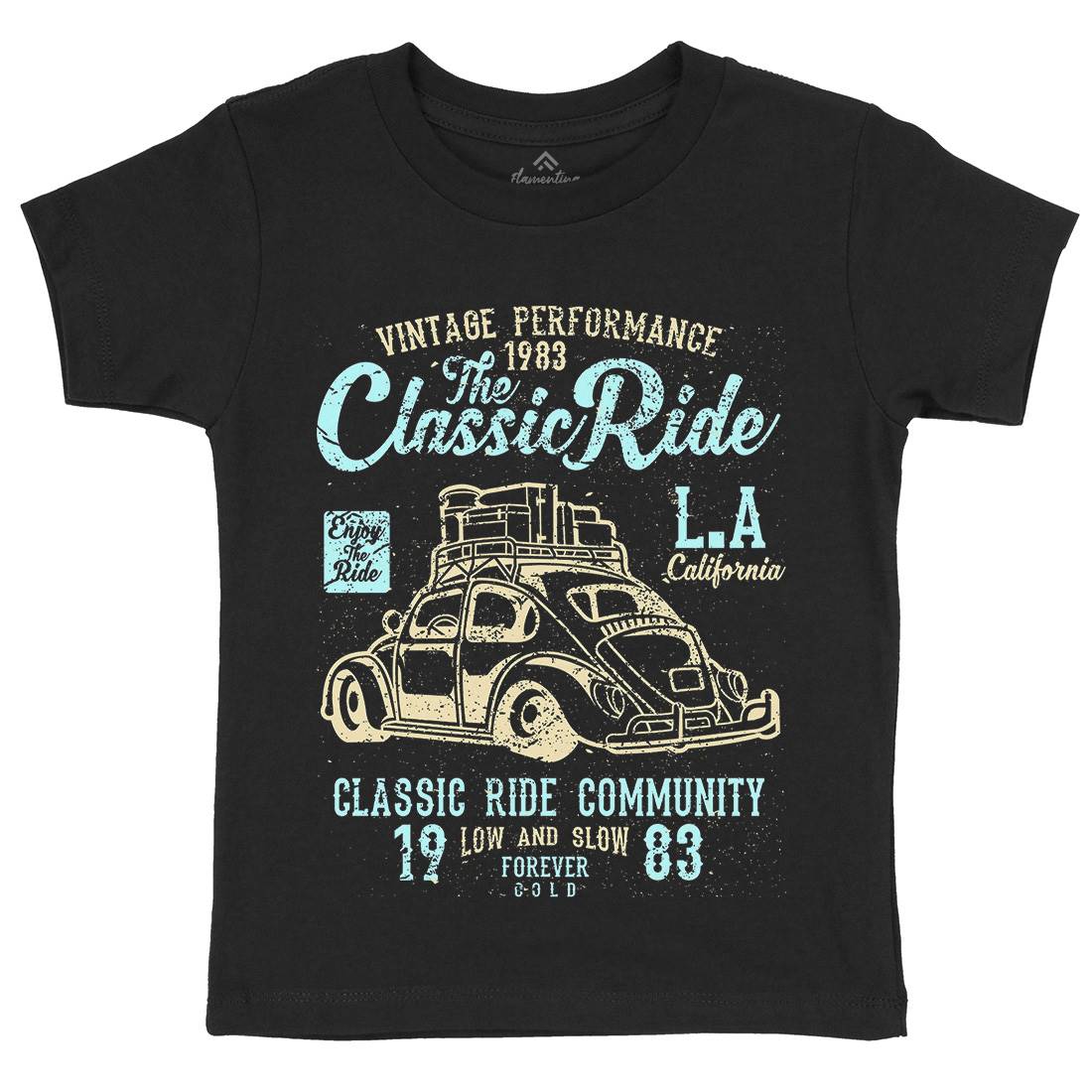 Classic Ride Kids Organic Crew Neck T-Shirt Cars A171