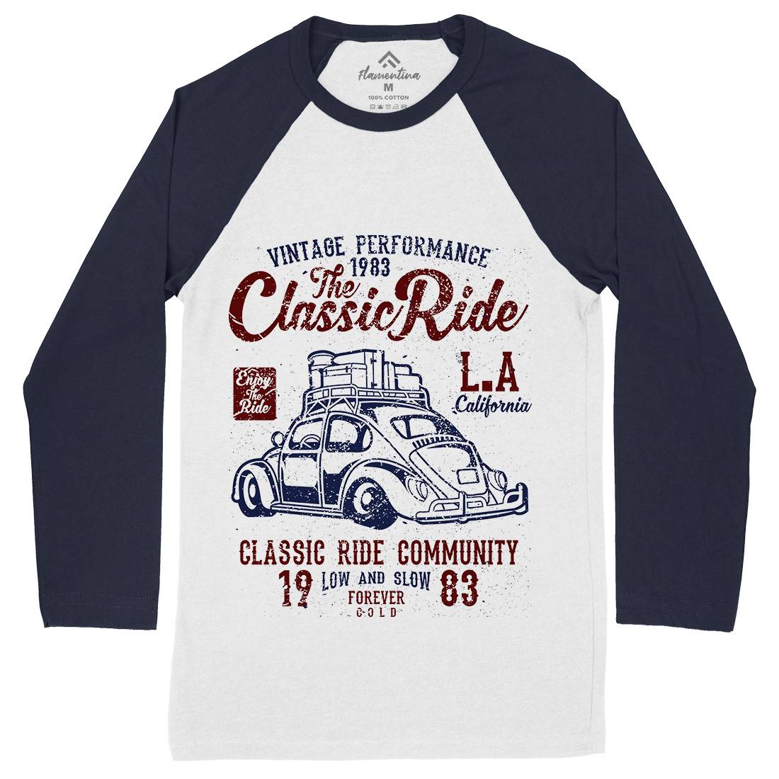 Classic Ride Mens Long Sleeve Baseball T-Shirt Cars A171