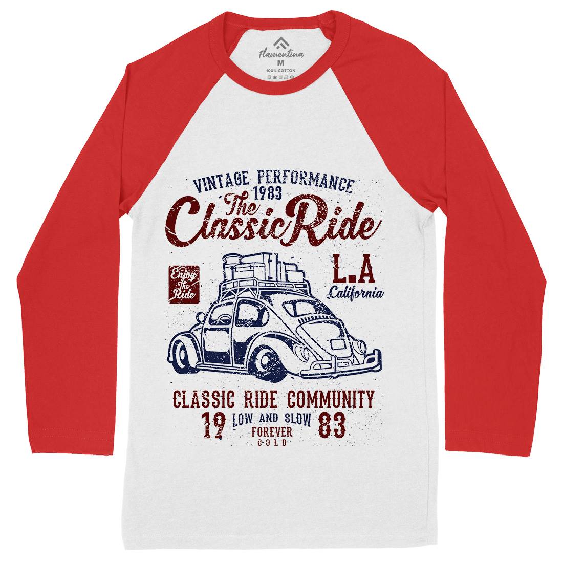 Classic Ride Mens Long Sleeve Baseball T-Shirt Cars A171
