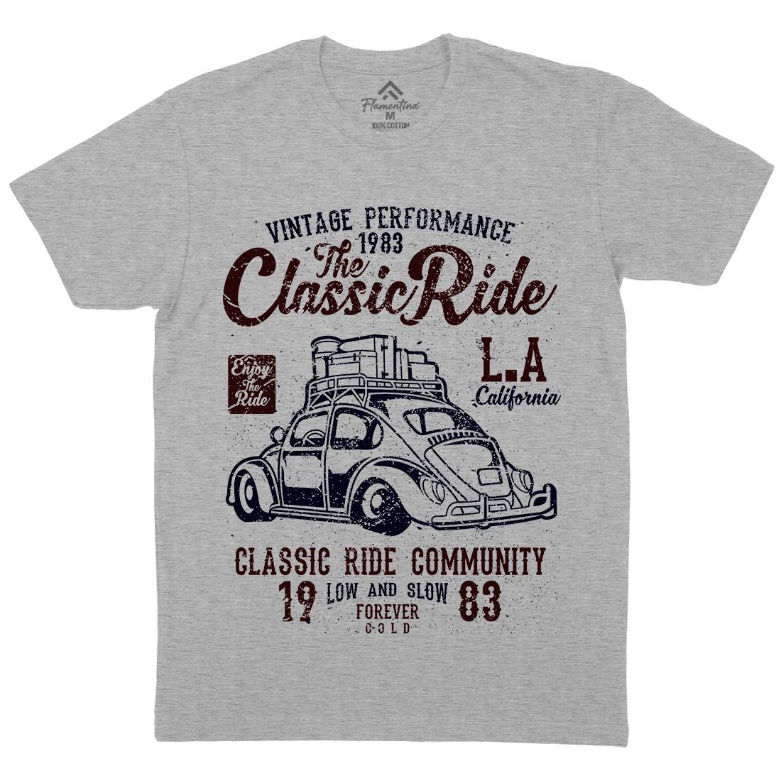 Classic Ride Mens Organic Crew Neck T-Shirt Cars A171