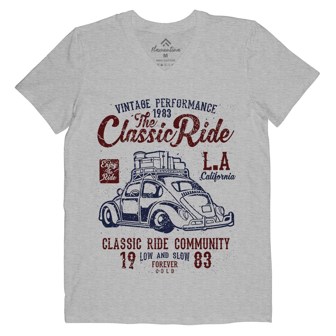 Classic Ride Mens Organic V-Neck T-Shirt Cars A171