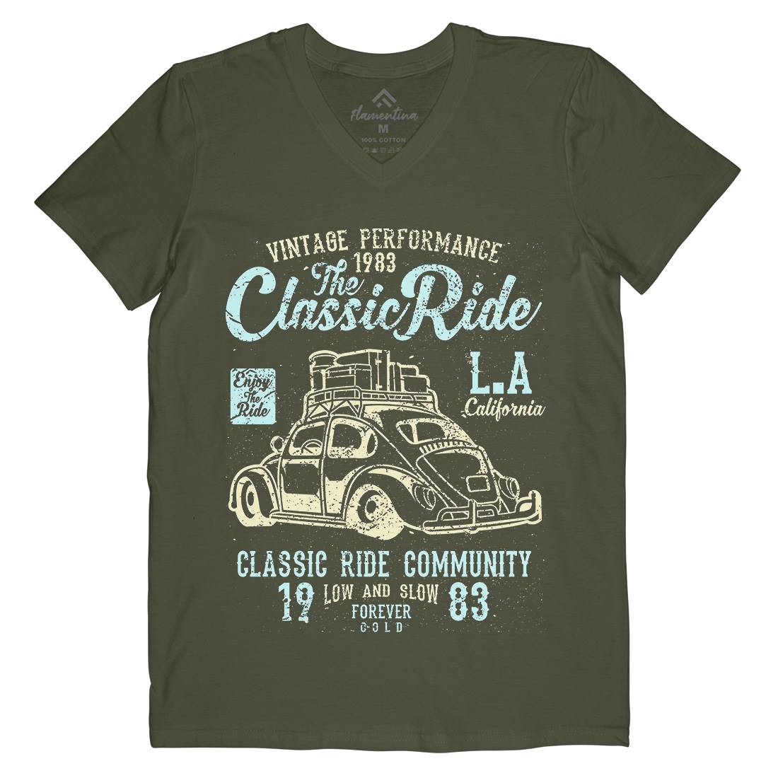 Classic Ride Mens Organic V-Neck T-Shirt Cars A171