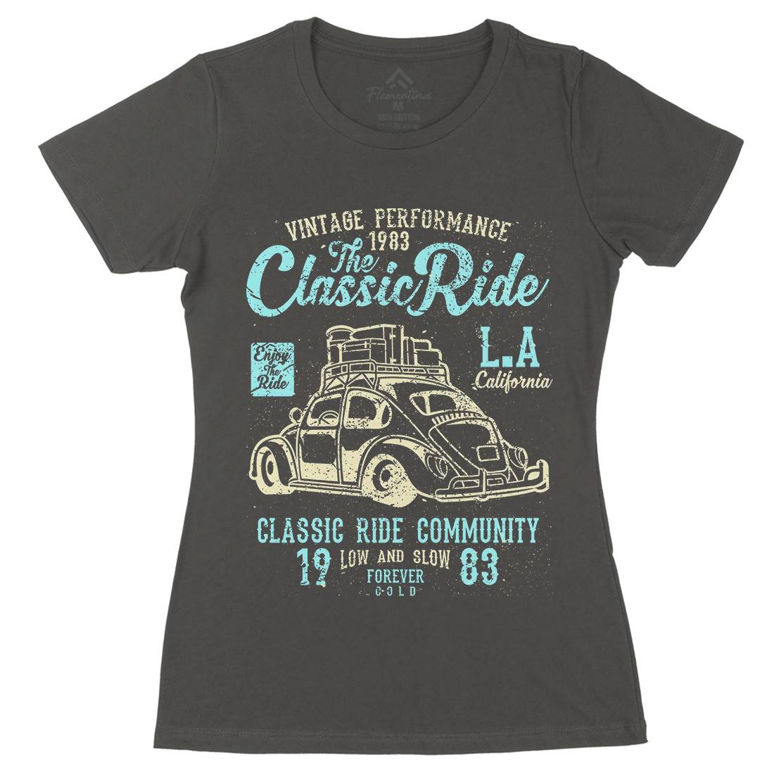 Classic Ride Womens Organic Crew Neck T-Shirt Cars A171