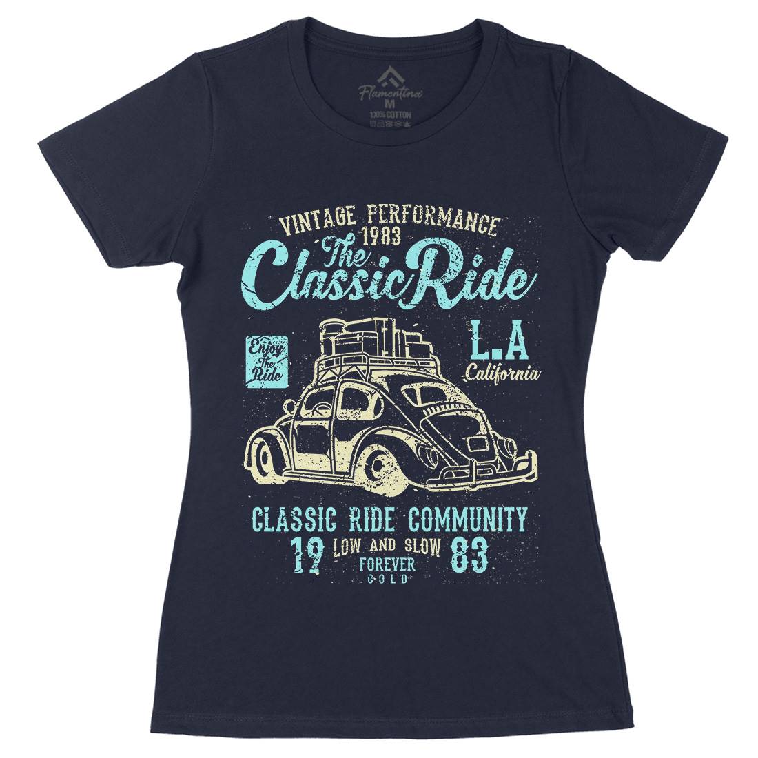 Classic Ride Womens Organic Crew Neck T-Shirt Cars A171