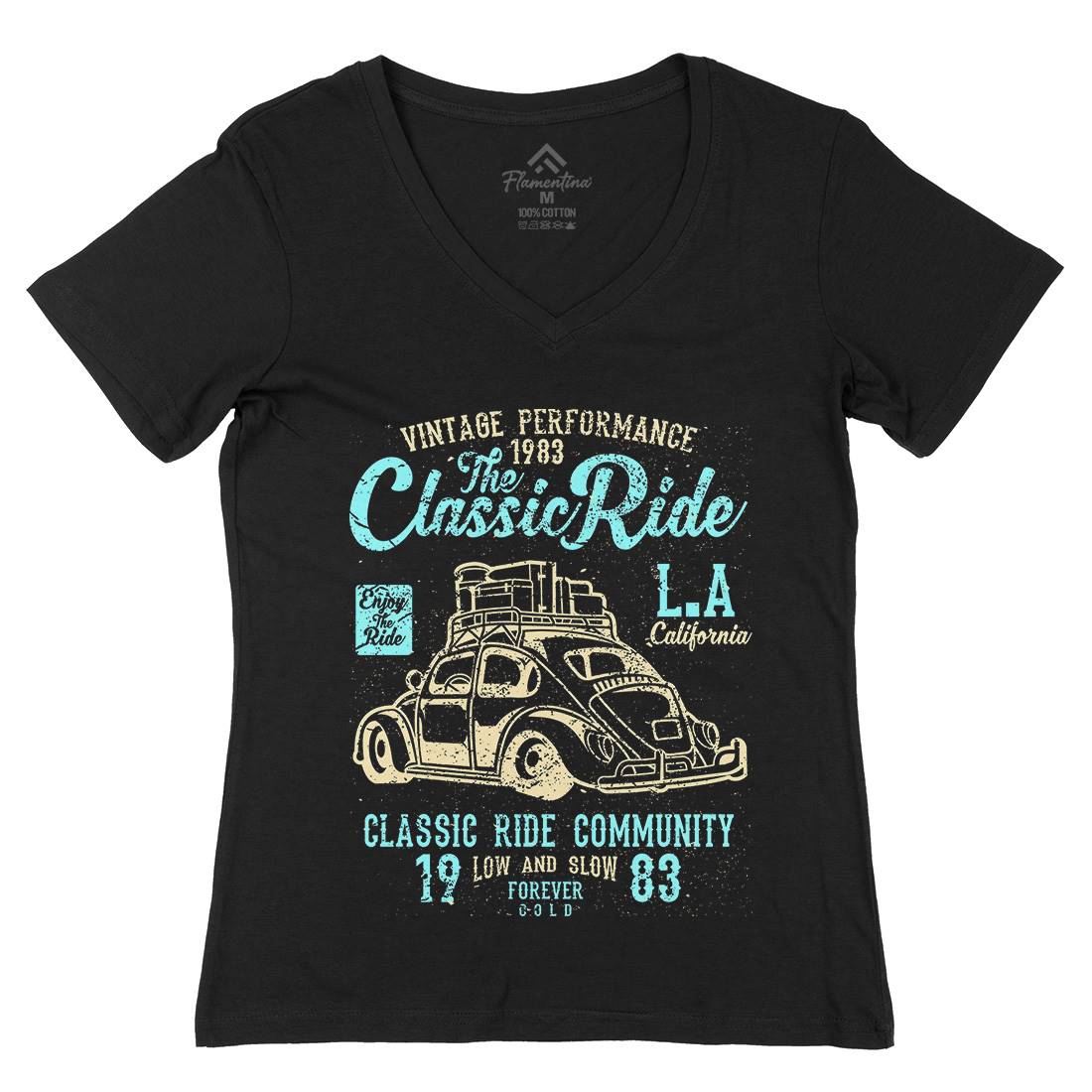 Classic Ride Womens Organic V-Neck T-Shirt Cars A171