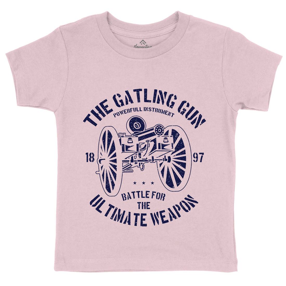 Gatling Gun Kids Organic Crew Neck T-Shirt Army A172