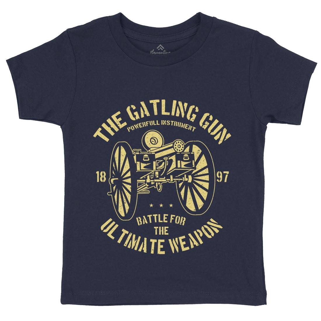 Gatling Gun Kids Organic Crew Neck T-Shirt Army A172