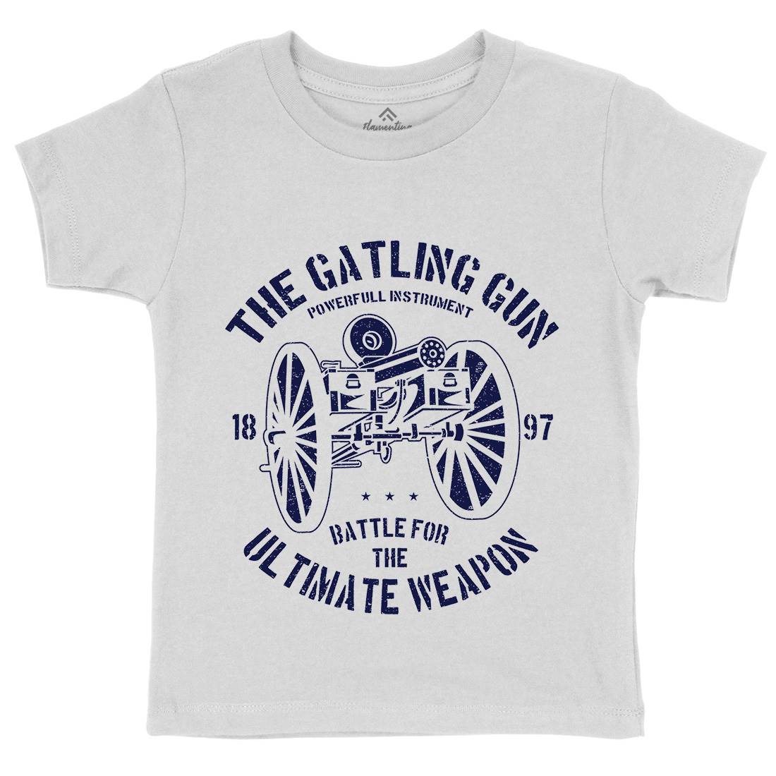 Gatling Gun Kids Crew Neck T-Shirt Army A172