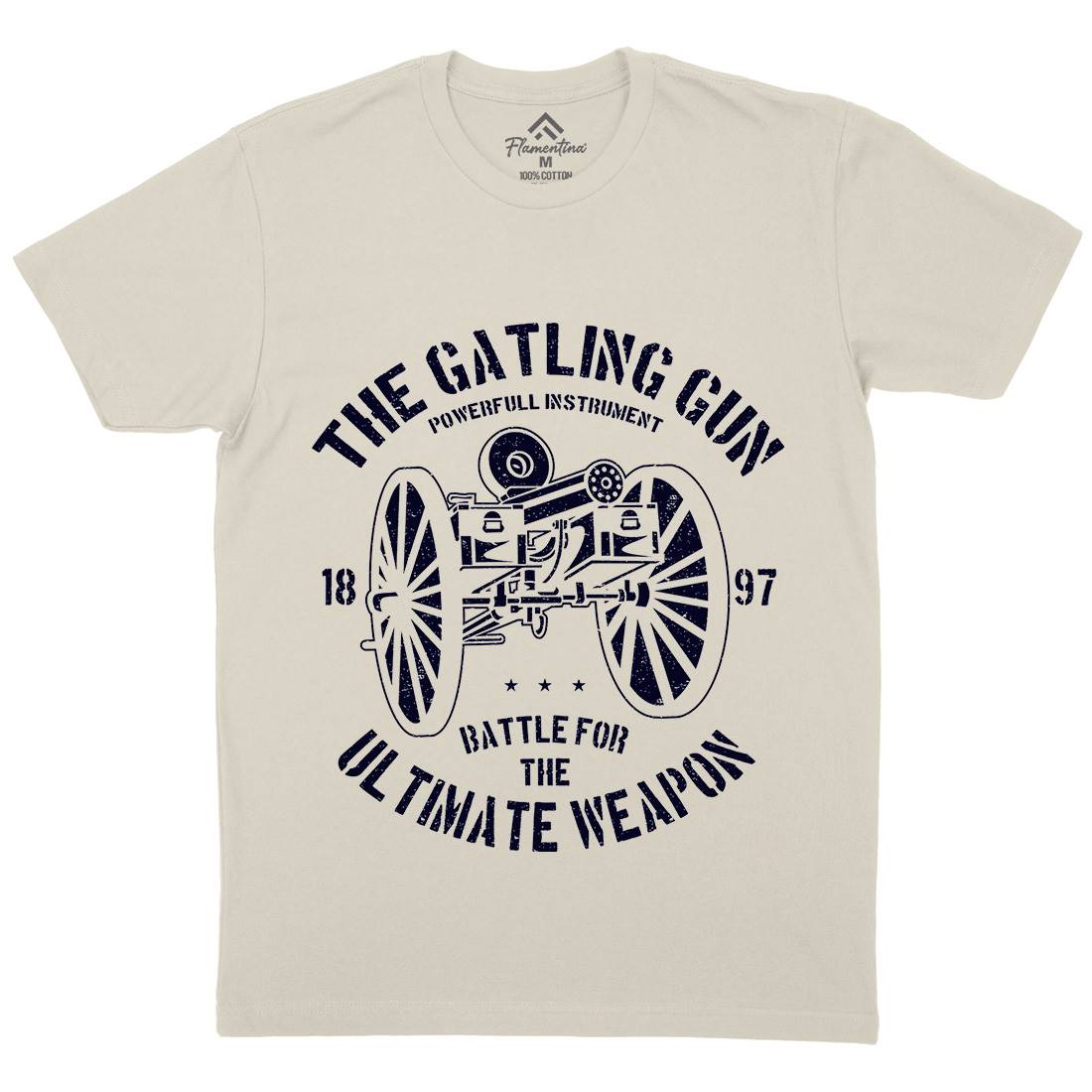 Gatling Gun Mens Organic Crew Neck T-Shirt Army A172